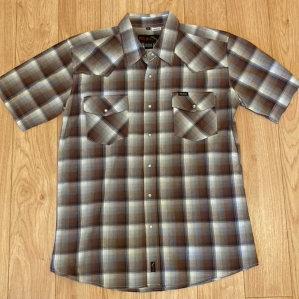 Men's Molokai Western Plaid Short Sleeve Shirt Size M